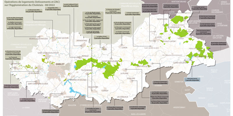 Cartographie. Terrain à construire sur Cholet Agglomération