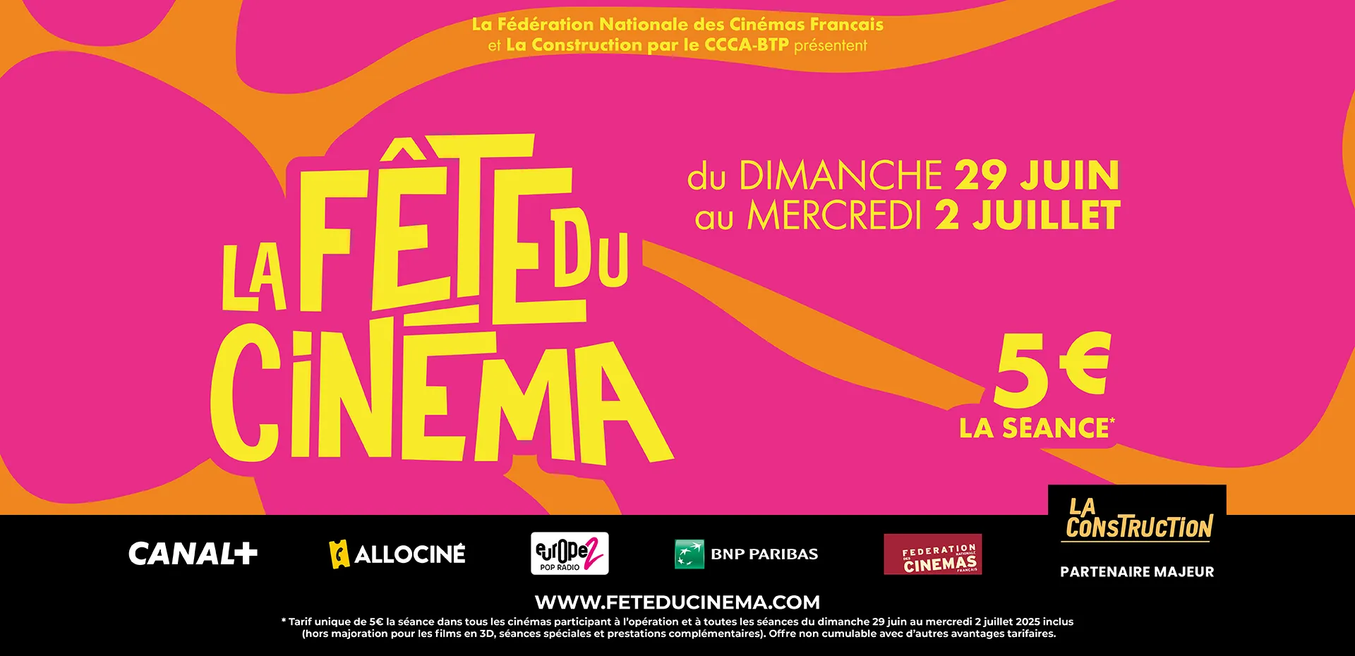 Fête du Cinéma : du 29 juin au 2 juillet - Tarif unique : 5 euros la séance dans tous les cinémas participant
