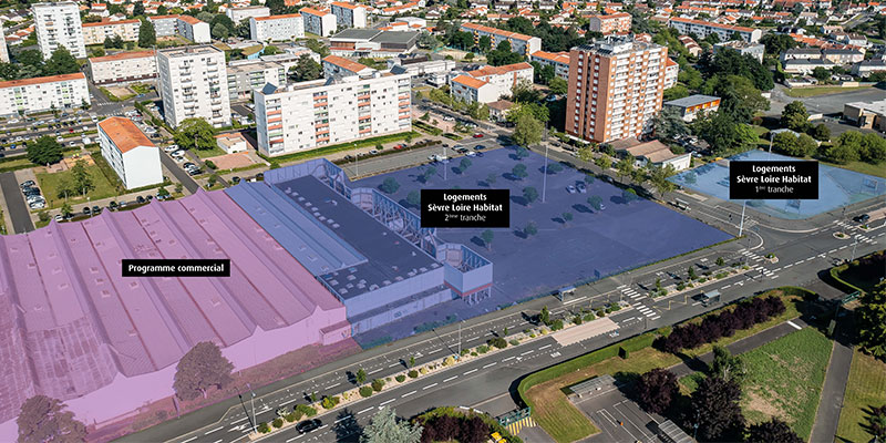 Le chantier sur la friche de l'ancien Simply Market